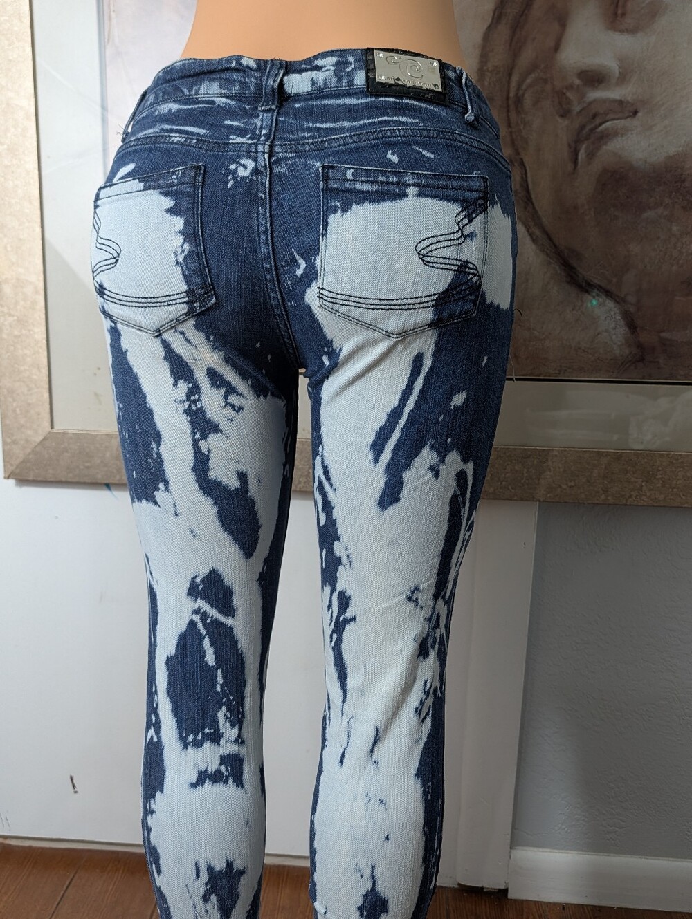 Encore Studed Skinny Jeans punk rock/goth style acid-washed bleached Size 5 - Picture 4 of 10